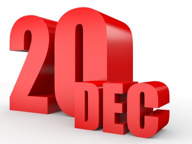 Aralık 20. Beyaz arka plan üzerinde metin.