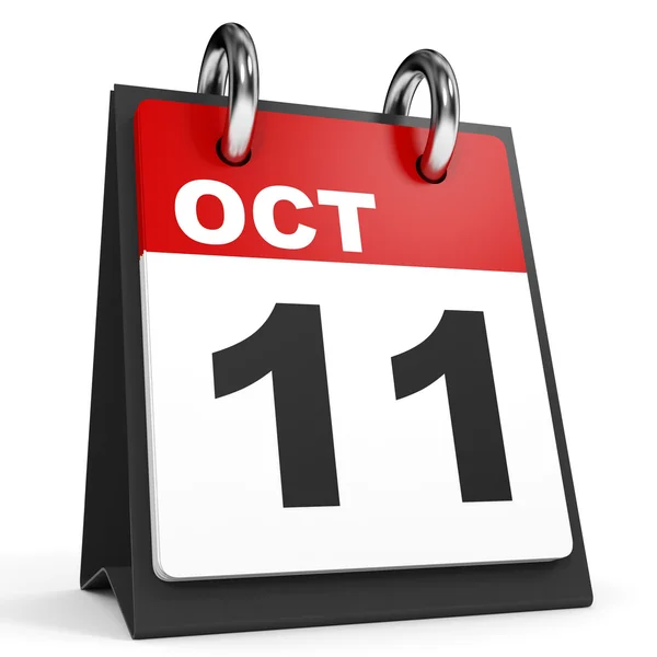 11 ottobre. Calendario su sfondo bianco . — Foto Stock