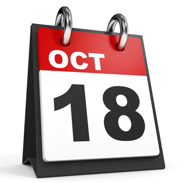 18. Oktober Kalender auf weißem Hintergrund. — Stockfoto