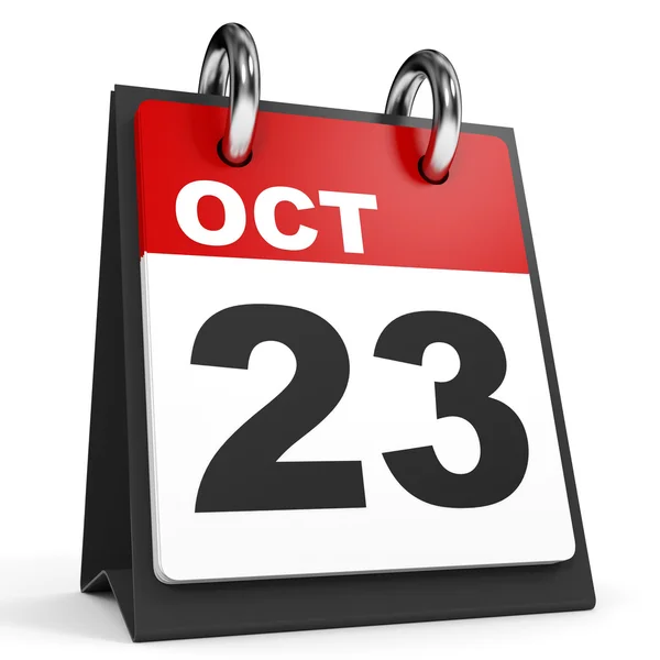 23 ottobre. Calendario su sfondo bianco . — Foto Stock