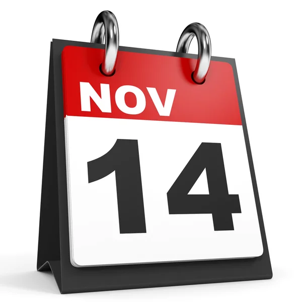 14 de Novembro. Calendário sobre fundo branco . — Fotografia de Stock
