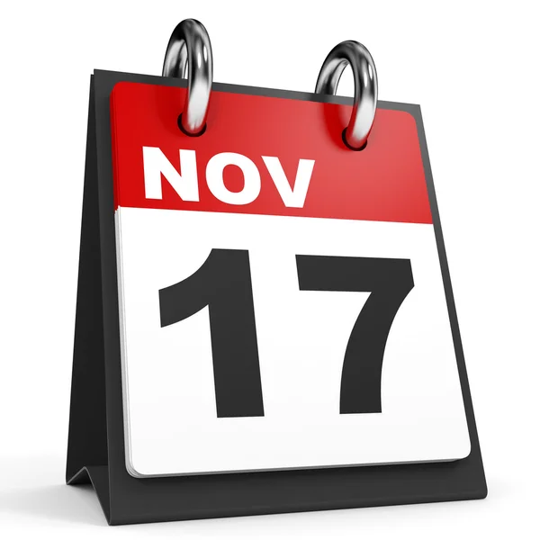 17 novembre. Calendario su sfondo bianco . — Foto Stock