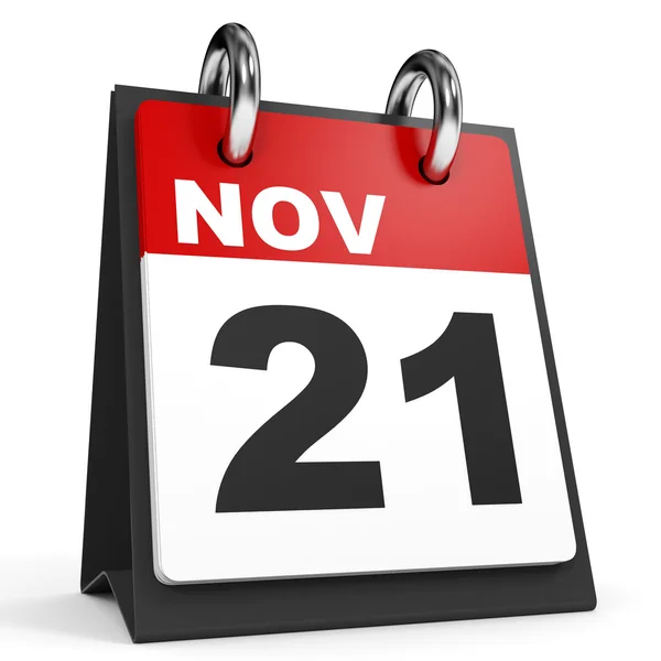 21 de noviembre. Calendario sobre fondo blanco . — Foto de Stock