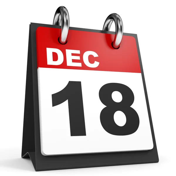 18 de Dezembro. Calendário sobre fundo branco . — Fotografia de Stock