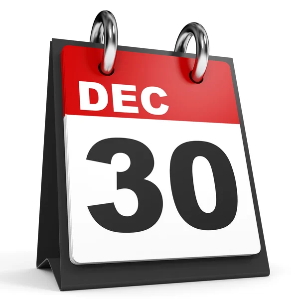 30 de diciembre. Calendario sobre fondo blanco . — Foto de Stock