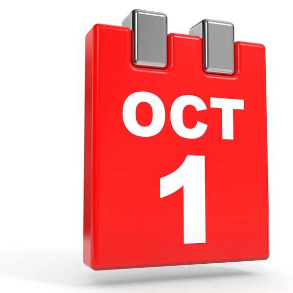 1 жовтня. Календар на білому тлі . — стокове фото