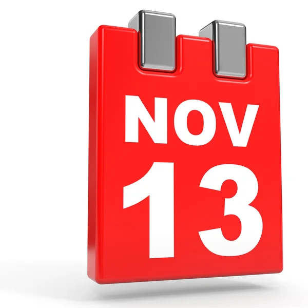 13 listopada. Kalendarz na białym tle. — Zdjęcie stockowe