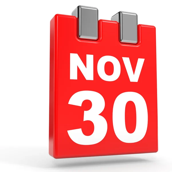 30. November Kalender auf weißem Hintergrund. — Stockfoto