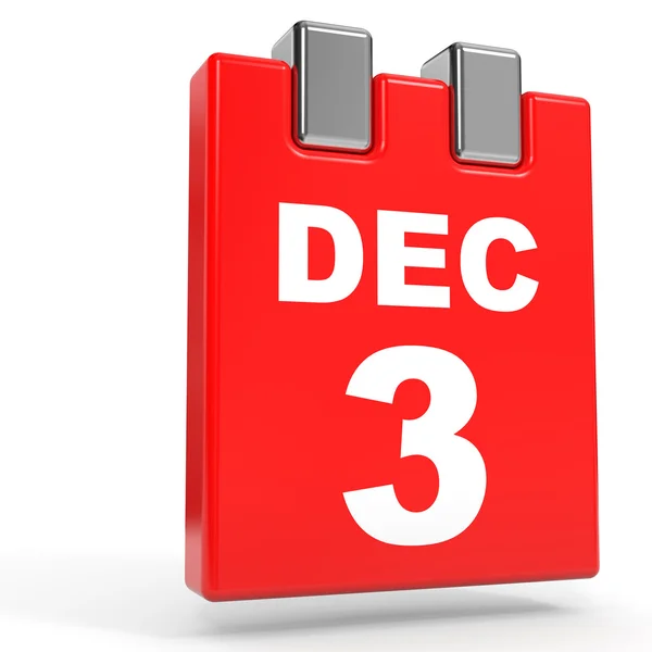3. prosince. Kalendář na bílém pozadí. — Stock fotografie