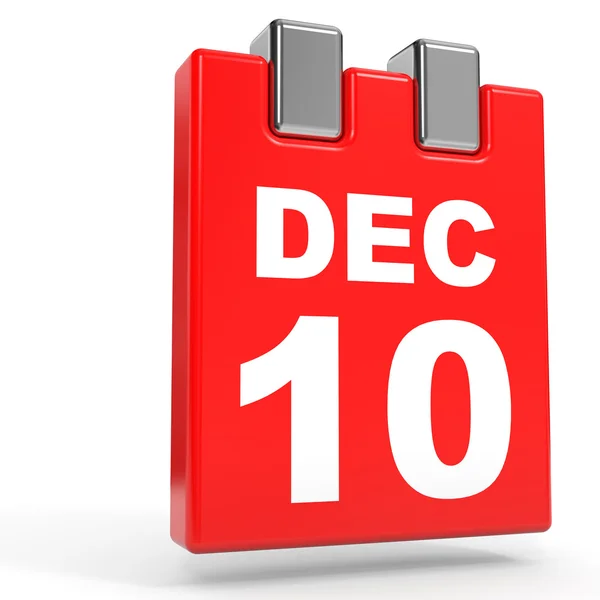 Στις 10 Δεκεμβρίου. Ημερολόγιο σε λευκό φόντο. — Φωτογραφία Αρχείου