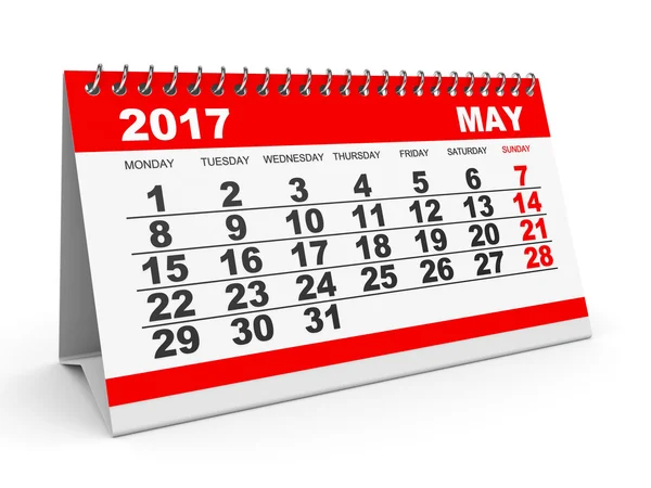 Calendar May 2017 on white background. — Stock Photo, Image