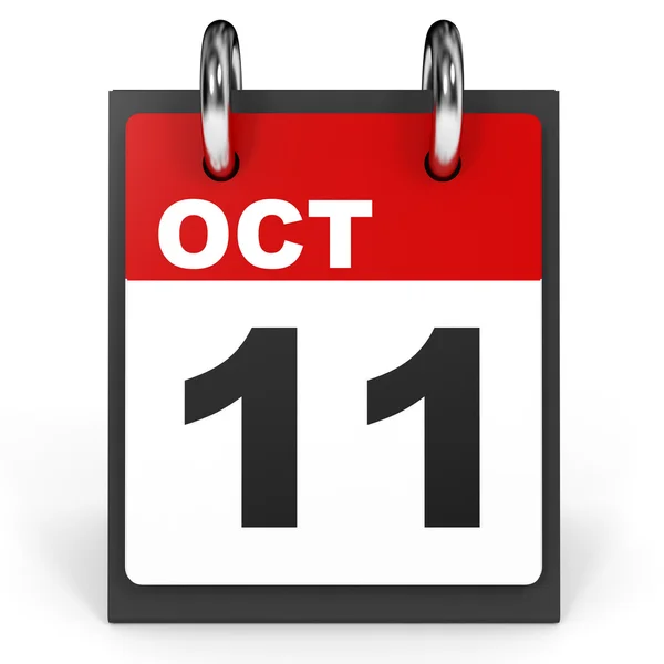 11 de octubre. Calendario sobre fondo blanco . —  Fotos de Stock