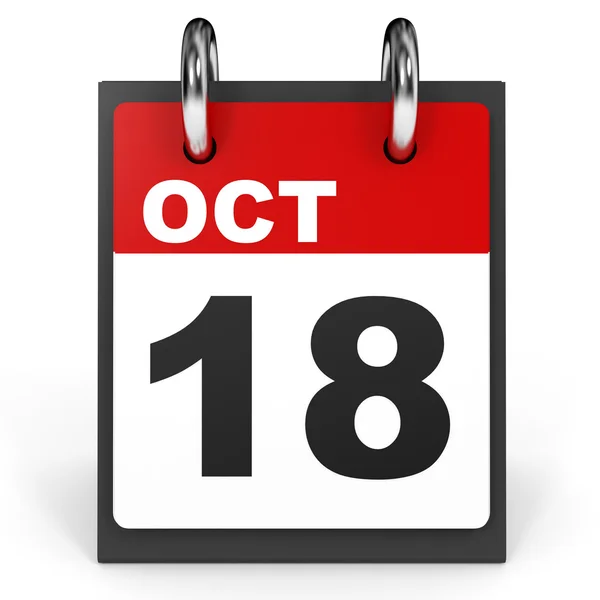 18 ottobre. Calendario su sfondo bianco . — Foto Stock
