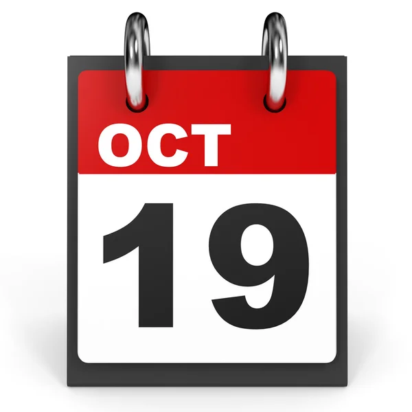 19 oktober. Kalender op witte achtergrond. — Stockfoto