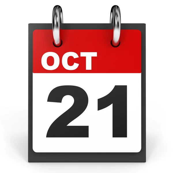 21 ottobre. Calendario su sfondo bianco . — Foto Stock