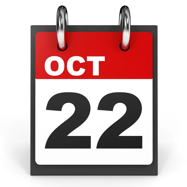 22 de octubre. Calendario sobre fondo blanco . — Foto de Stock