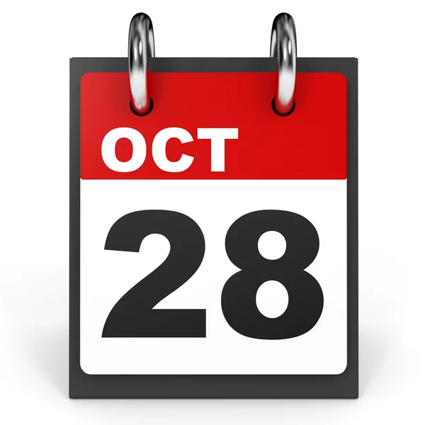 28 de octubre. Calendario sobre fondo blanco . —  Fotos de Stock