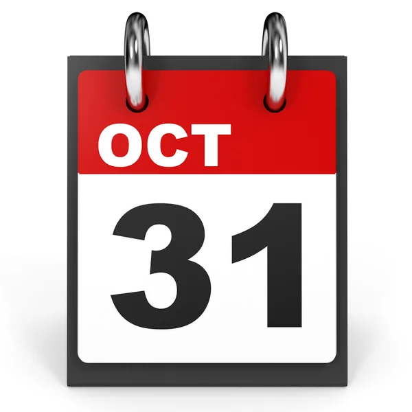 31 ottobre. Calendario su sfondo bianco . — Foto Stock