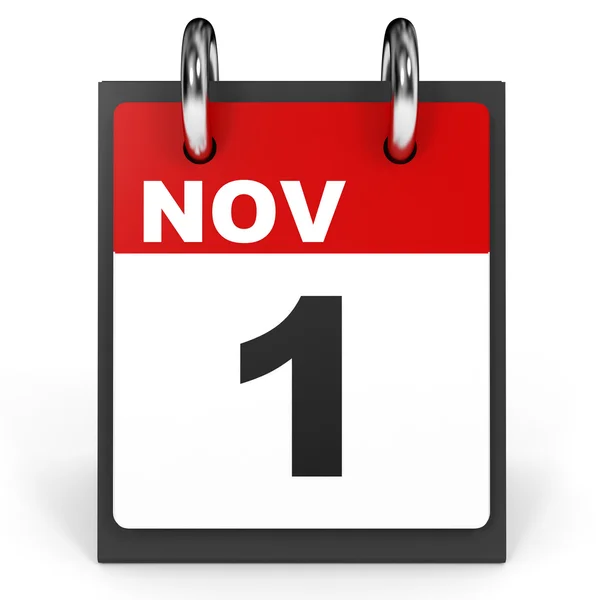 1 listopada. Kalendarz na białym tle. — Zdjęcie stockowe