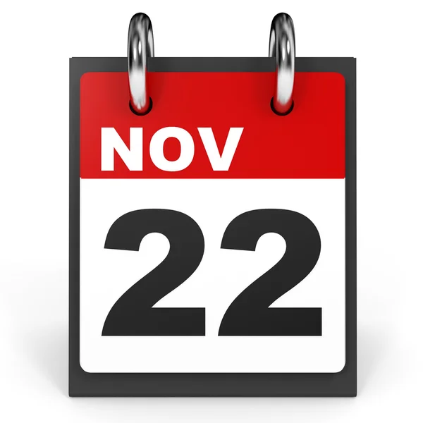 22 listopada. Kalendarz na białym tle. — Zdjęcie stockowe