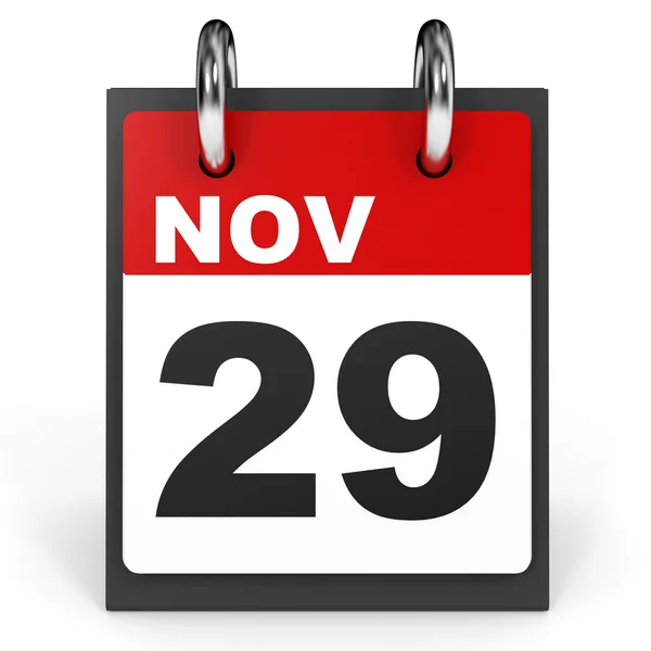 29 de noviembre. Calendario sobre fondo blanco . — Foto de Stock