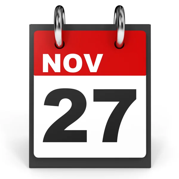 27 de noviembre. Calendario sobre fondo blanco . — Foto de Stock