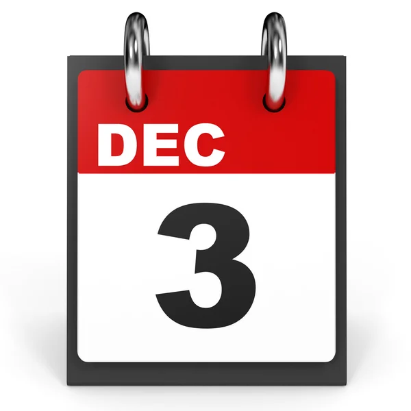 3 grudnia. Kalendarz na białym tle. — Zdjęcie stockowe