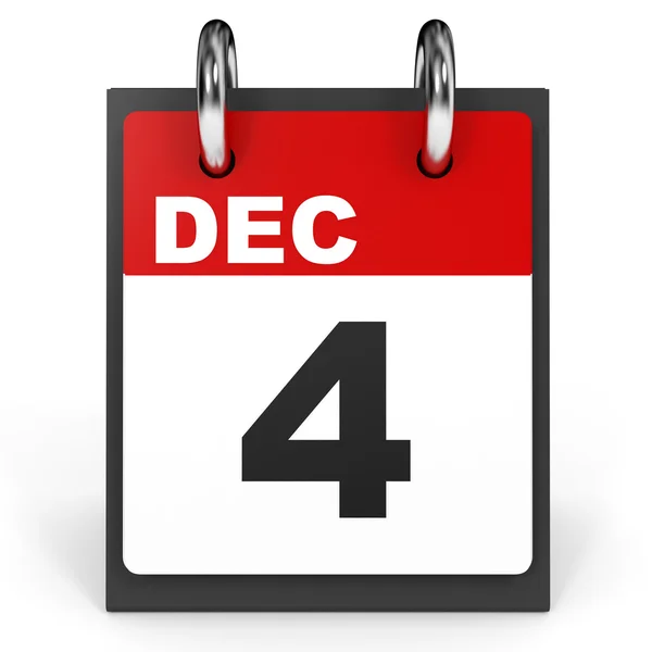 4. prosince. Kalendář na bílém pozadí. — Stock fotografie