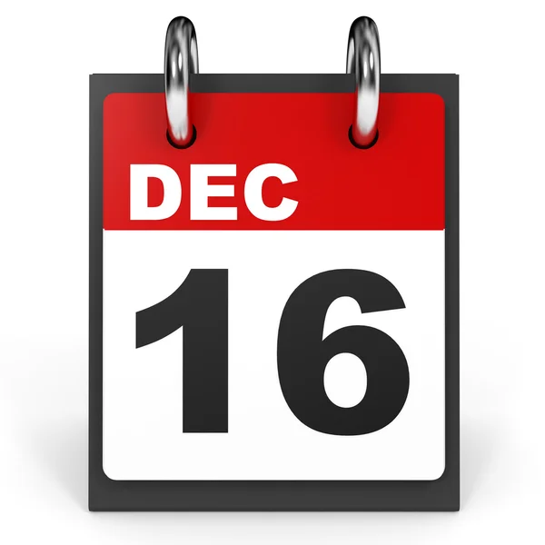 16 Δεκεμβρίου. Ημερολόγιο σε λευκό φόντο. — Φωτογραφία Αρχείου
