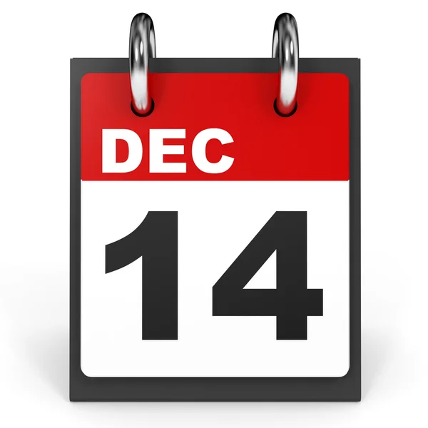 14. prosince. Kalendář na bílém pozadí. — Stock fotografie