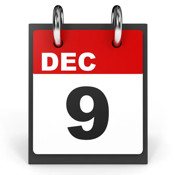 9. Dezember Kalender auf weißem Hintergrund. — Stockfoto