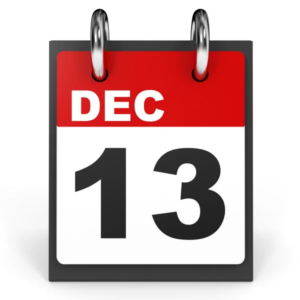 13 grudnia. Kalendarz na białym tle. — Zdjęcie stockowe