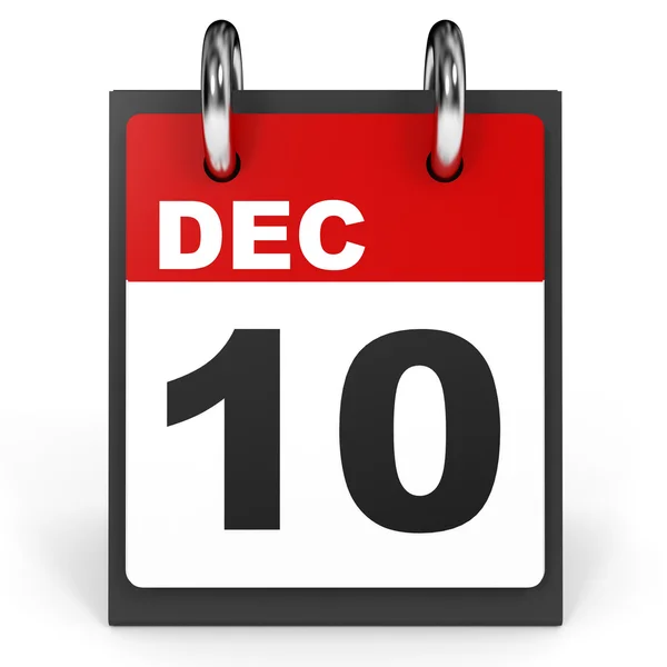 10 grudnia. Kalendarz na białym tle. — Zdjęcie stockowe
