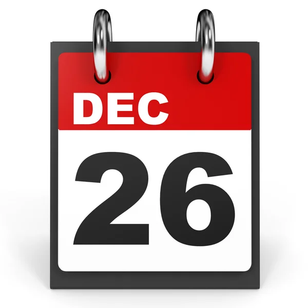 26 december. Kalender op witte achtergrond. — Stockfoto
