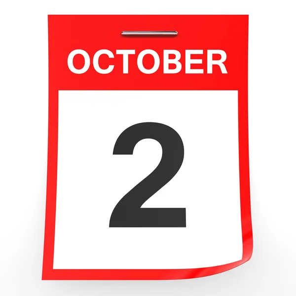 October 2. Calendar on white background. — Stock Photo, Image