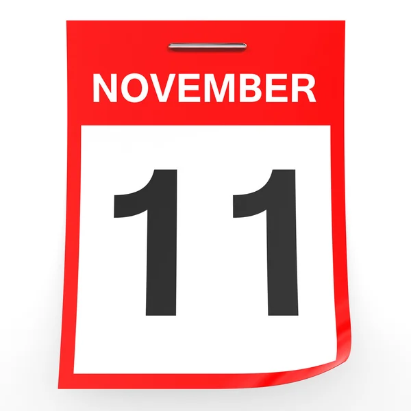 11 de Novembro. Calendário sobre fundo branco . — Fotografia de Stock