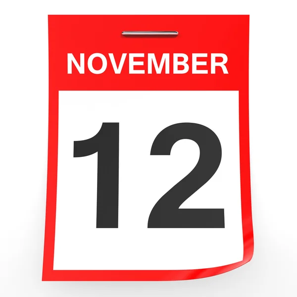 12 de noviembre. Calendario sobre fondo blanco . — Foto de Stock
