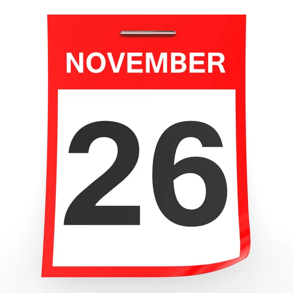 26 listopada. Kalendarz na białym tle. — Zdjęcie stockowe