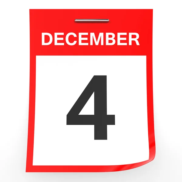 December 4. Calendar on white background. — Stock Photo, Image