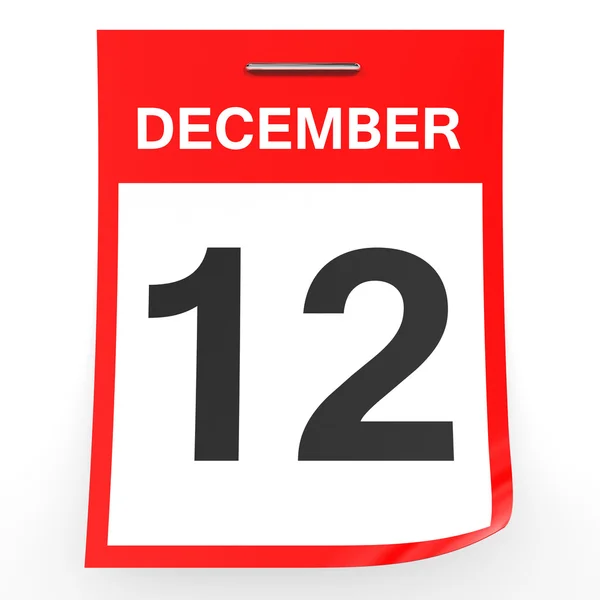12 dicembre. Calendario su sfondo bianco . — Foto Stock