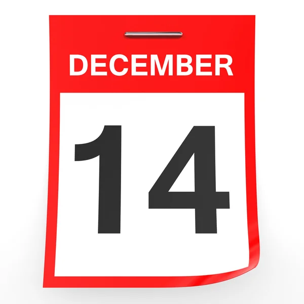 Den 14 december. Kalender på vit bakgrund. — Stockfoto