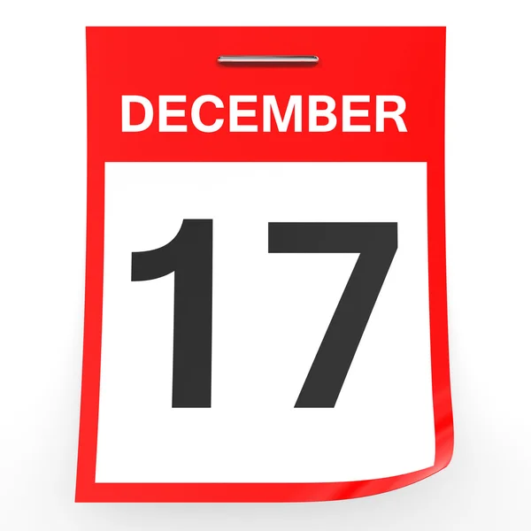 17 Δεκεμβρίου. Ημερολόγιο σε λευκό φόντο. — Φωτογραφία Αρχείου