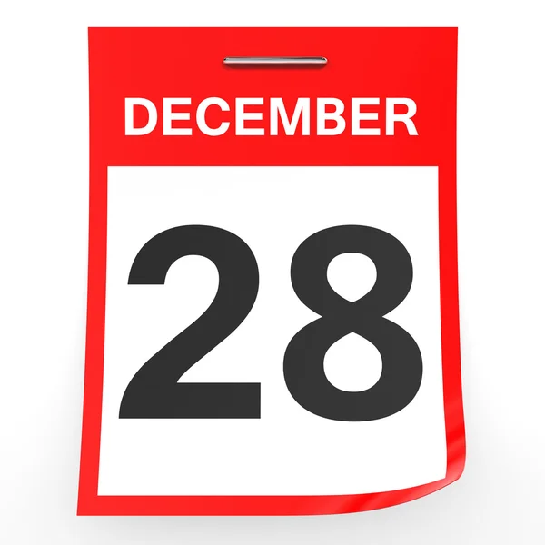 28 de diciembre. Calendario sobre fondo blanco . —  Fotos de Stock