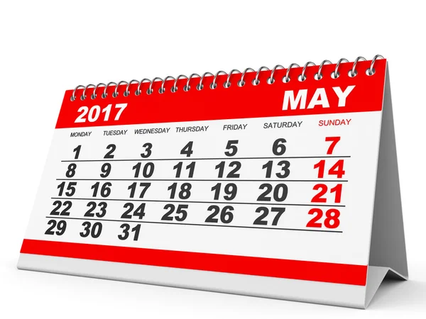 Calendar May 2017 on white background. — Stock Photo, Image