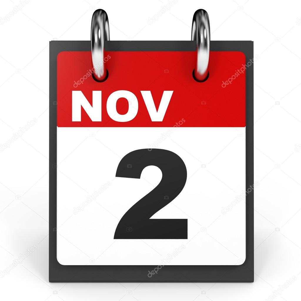 November 2. Calendar on white background.