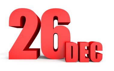 26 Aralık. Beyaz arka plan üzerinde metin.