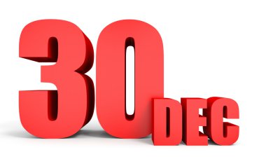 30 Aralık. Beyaz arka plan üzerinde metin.