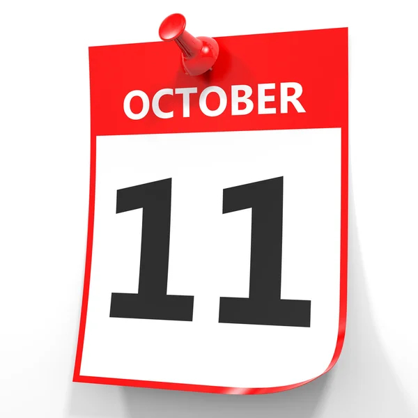 11 de octubre. Calendario sobre fondo blanco . — Foto de Stock