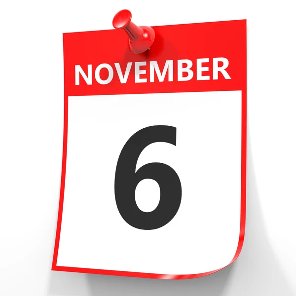 November 6. Calendar on white background. — Stock Photo, Image