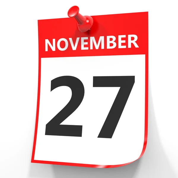 27 de noviembre. Calendario sobre fondo blanco . — Foto de Stock